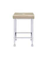 Raine - Stool (Set of 2) - Beige Velvet & Chrome Finish