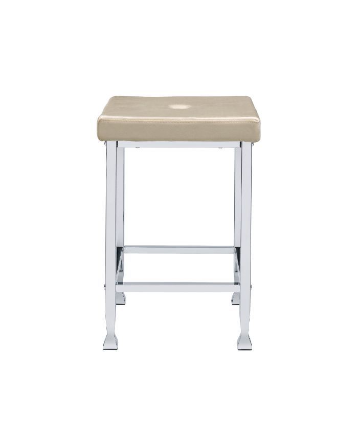 ACME Raine - Stool (Set of 2) - Beige Velvet & Chrome Finish | Meri Furniture