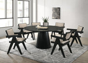 Jasper 7-Piece Ebony Black 59" Round Dining Set with Pedestal Base