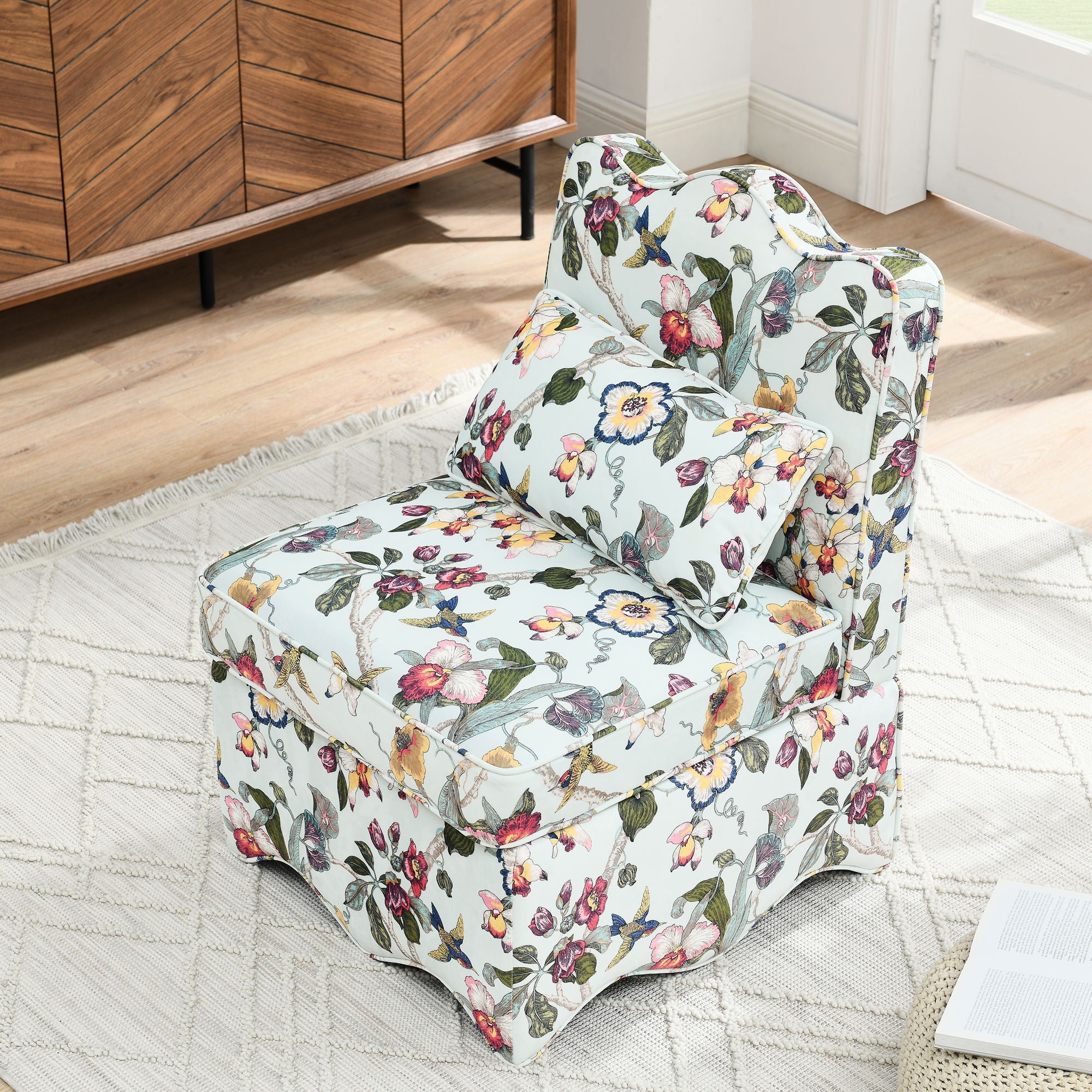 Stylish Flannel Dining Chair With Soft Cushion And Backrest