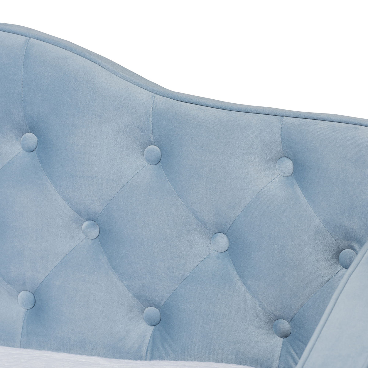 Freda Traditional and Transitional Light Blue Velvet Fabric Upholstered and Button Tufted Twin Size Daybed with Trundle
