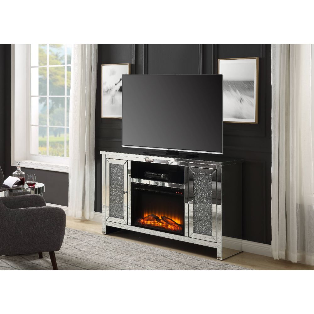 ACME Assembled, Rectangular TV Stand with Fireplace. | Meri Furniture