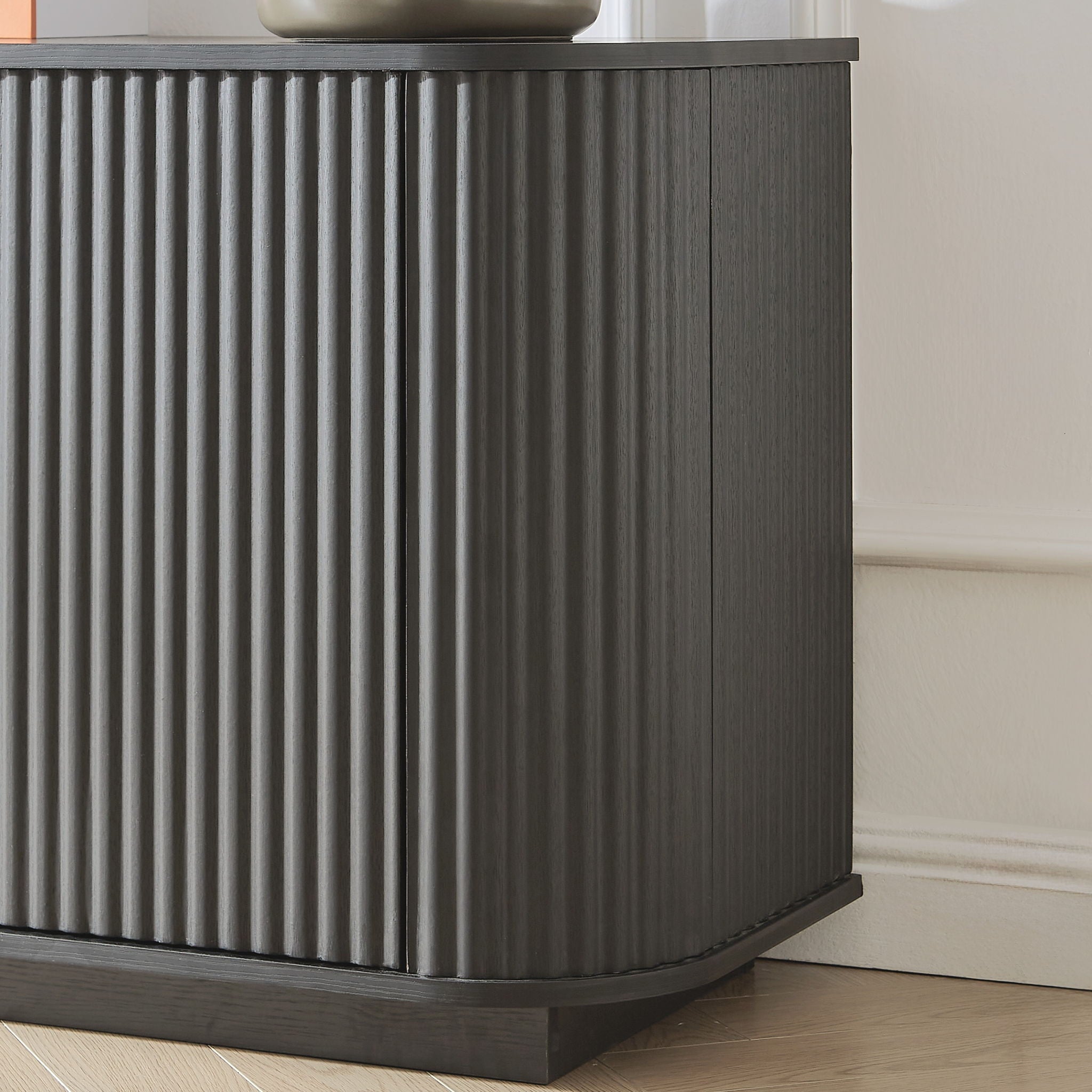 Modern Wavy TV Stand Rounded Sideboard With Storage Cabinet