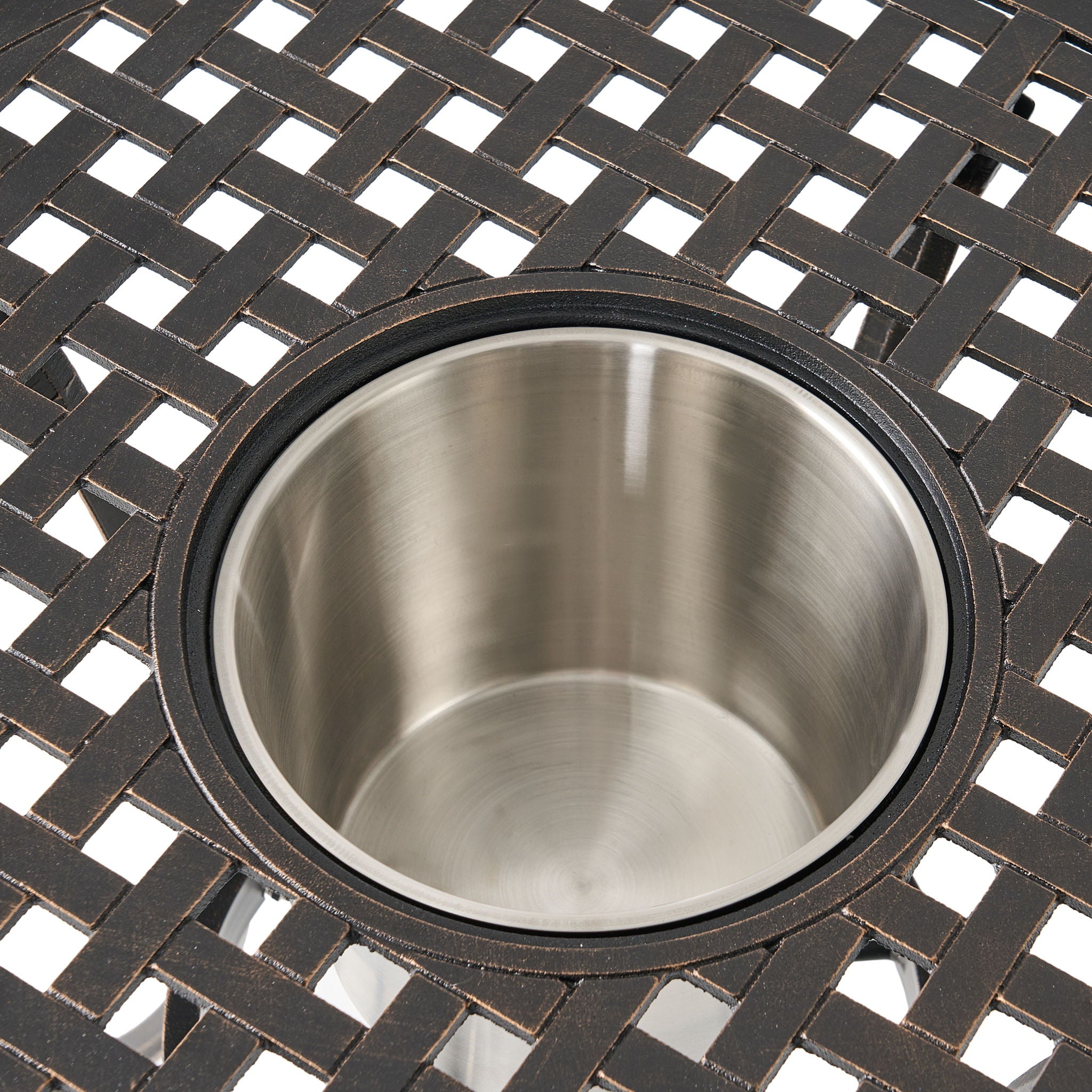 3 Piece Outdoor Aluminium Cast Bistro Set With Ice Bucket - Copper