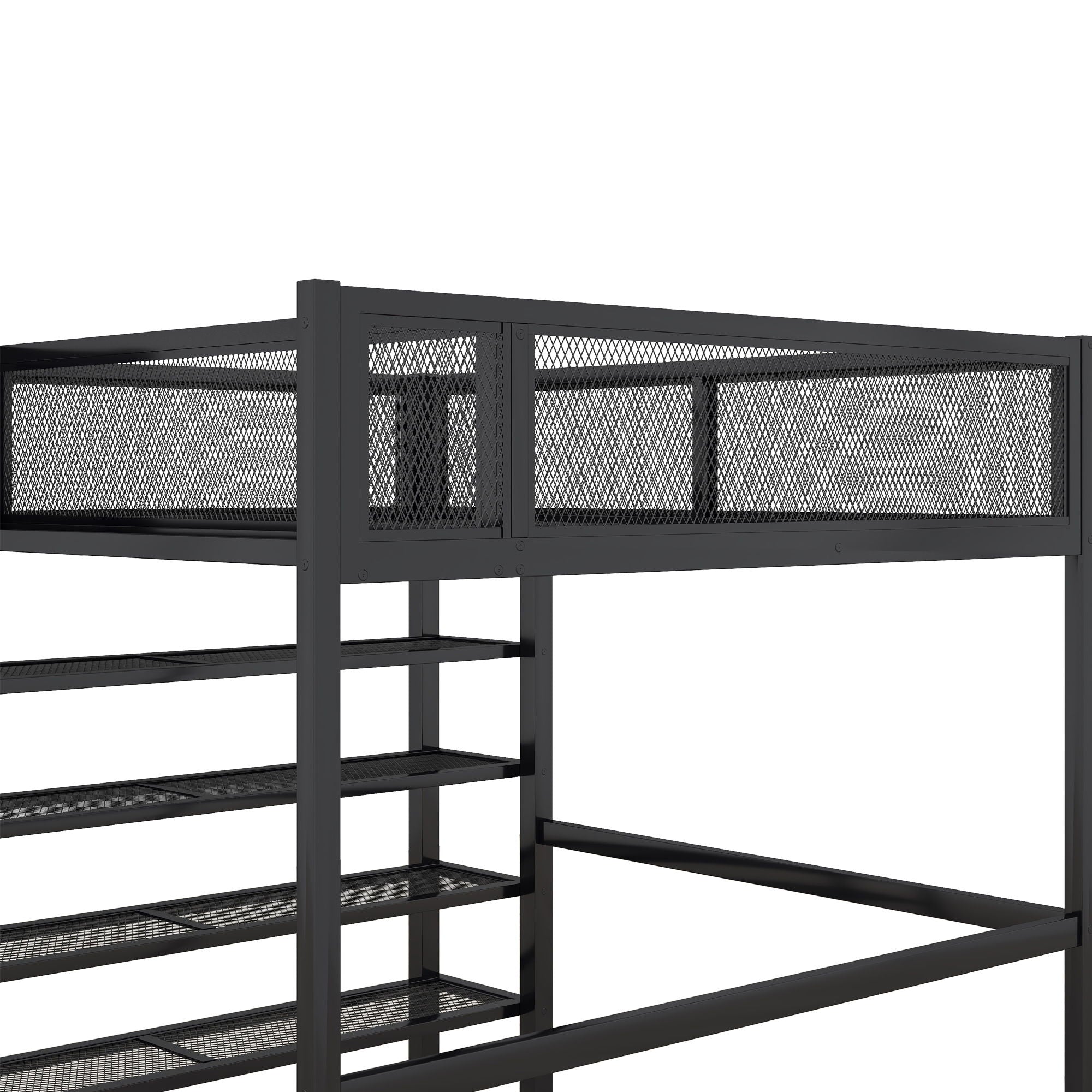 Loft Bed With 4 Tier Shelves And Storage