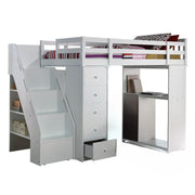 Freya - Twin Loft Bed With Storage - White
