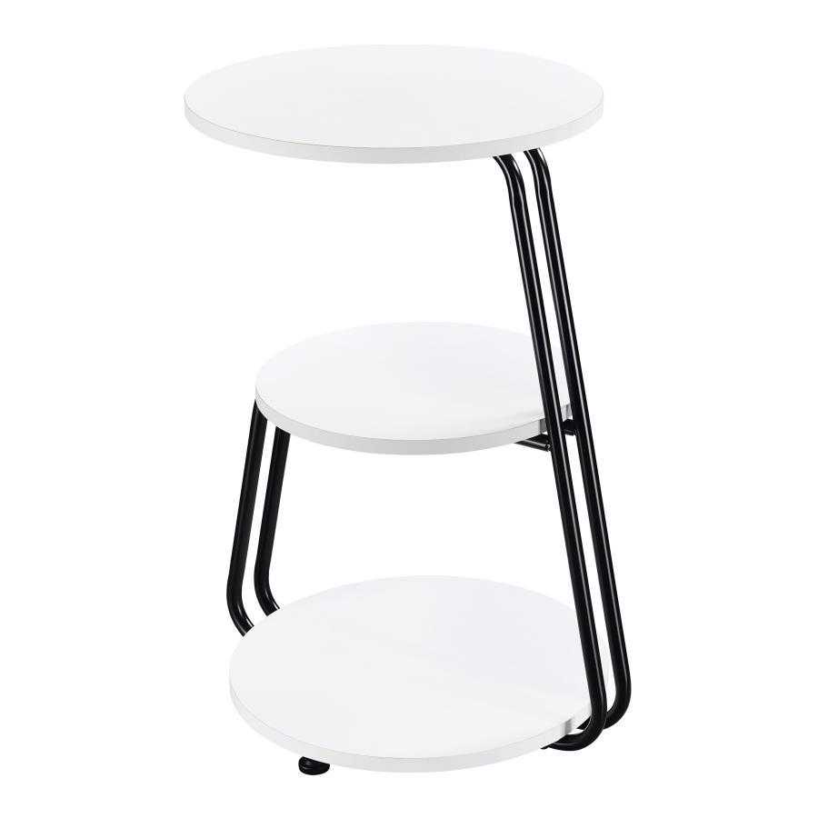 Coaster Fine Furniture Hilly - 3-Tier Round Accent Side Table - White And Black | Meri Furniture