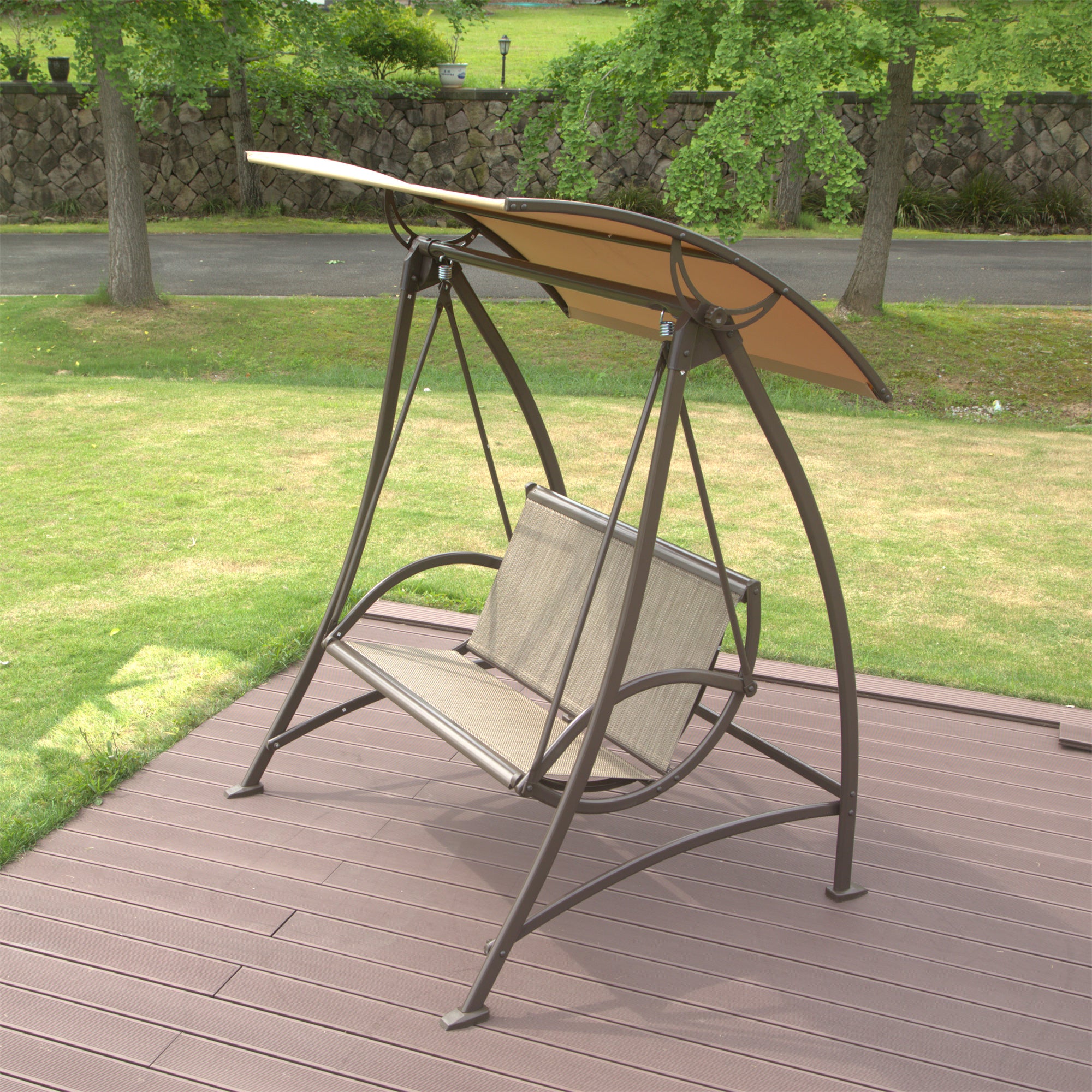 Patio Porch Swing Adjustable Canopy Deluxe Hammock Swing Glider