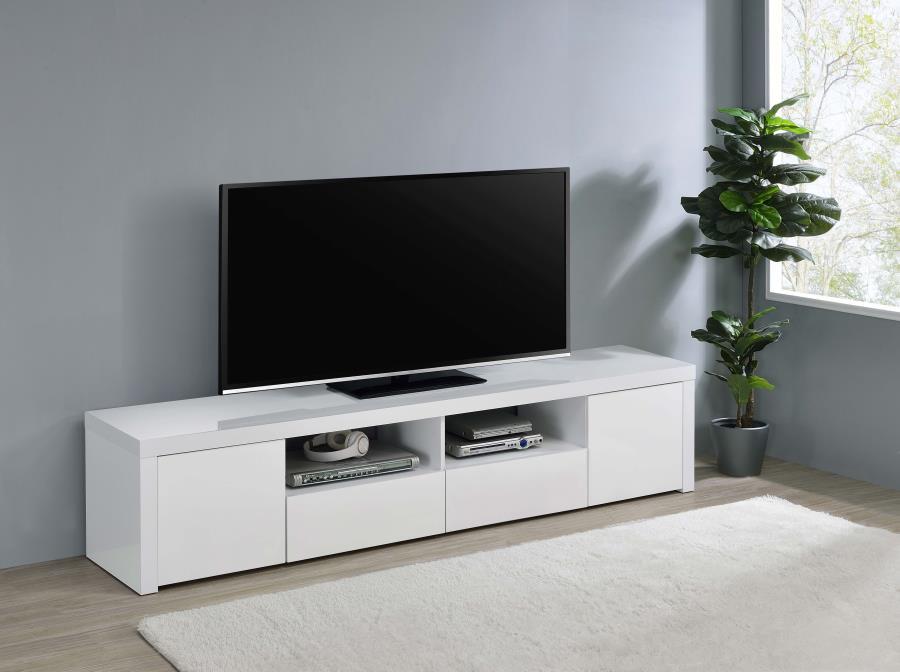 Coaster Fine Furniture Jude - 2 Door Engineered Wood TV Stand - High Gloss White | Meri Furniture