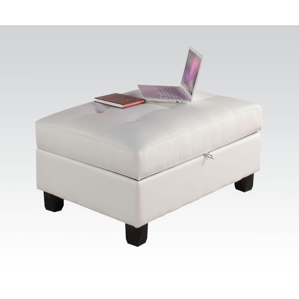 ACME The functional Kiva Bonded Leather storage ottoman makes a nice choice for pairing with the matching sectional seating unit. | Meri Furniture