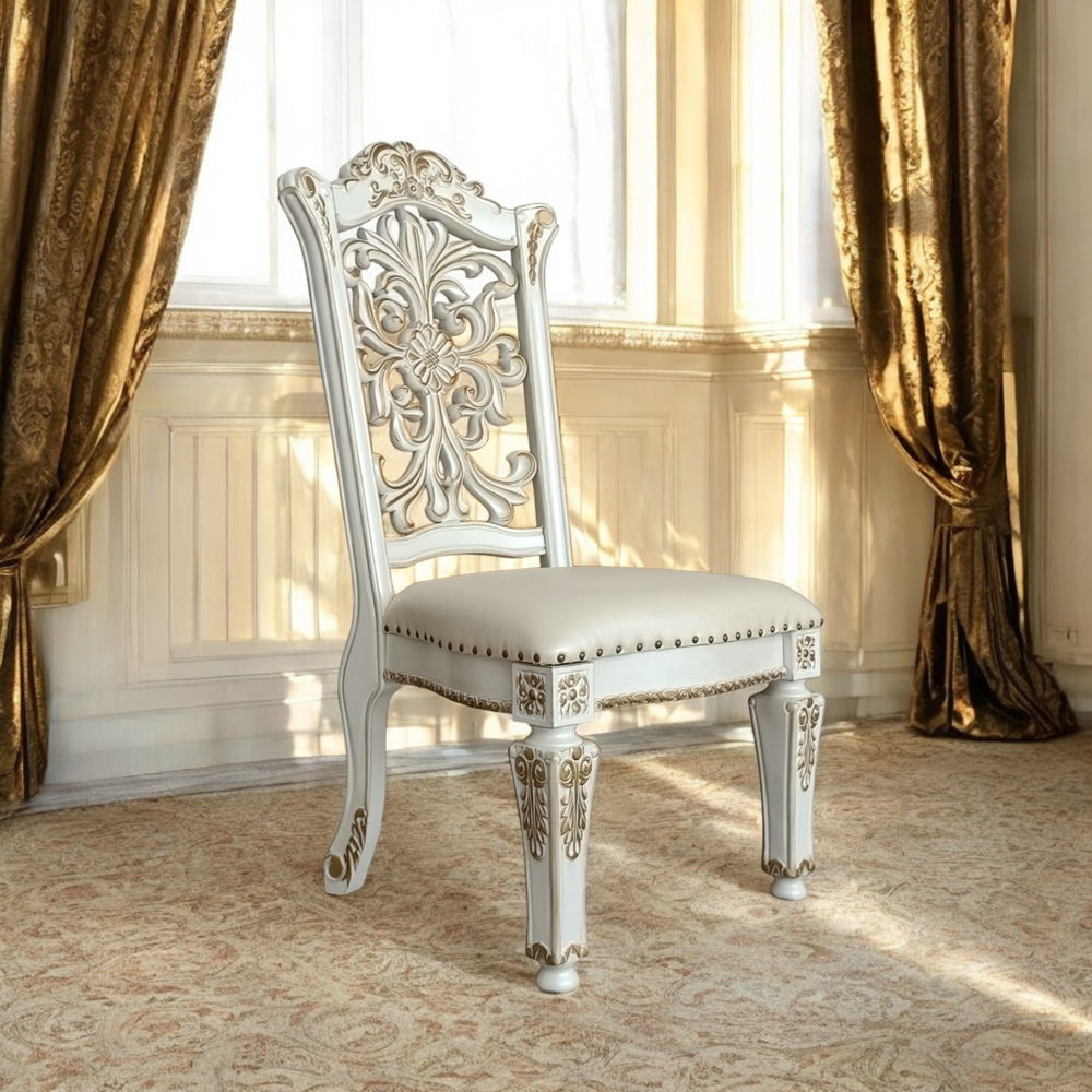 Vendome - 48" Side Chair Set of 2) - Synthetic Leather & Antique Pearl