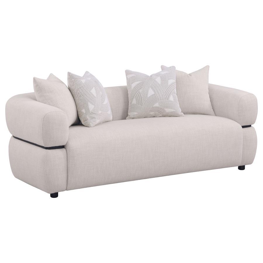 Jeanette - 84" Fabric Upholstered Round Arm Sofa - Beige