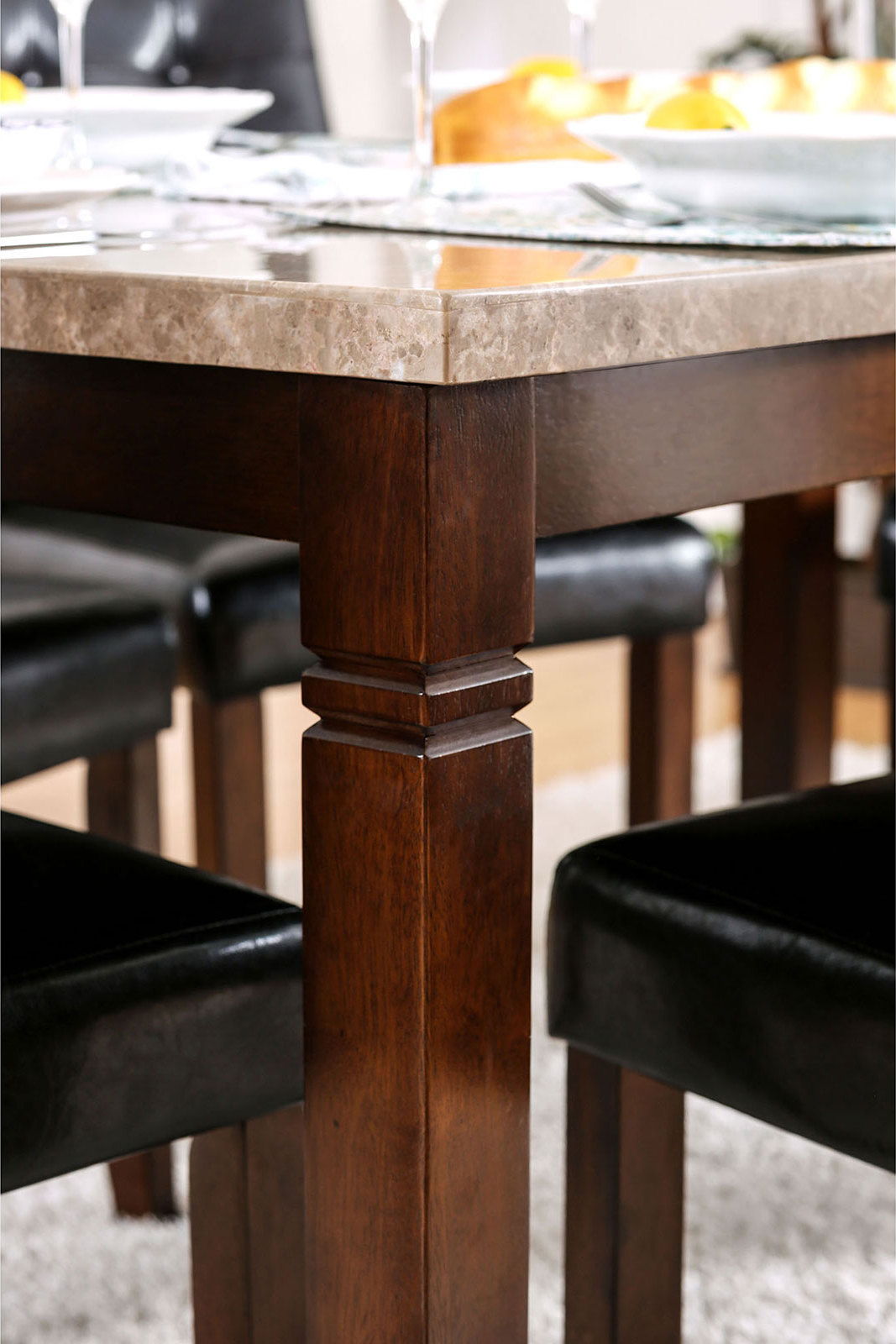 Marstone - Dining Table - Brown Cherry / Black