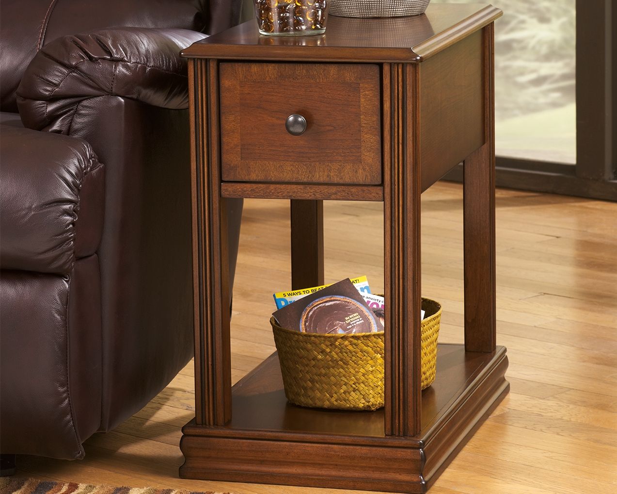 Signature Design by Ashley® Breegin - Brown - Chair Side End Table - Removable Tray | Meri Furniture