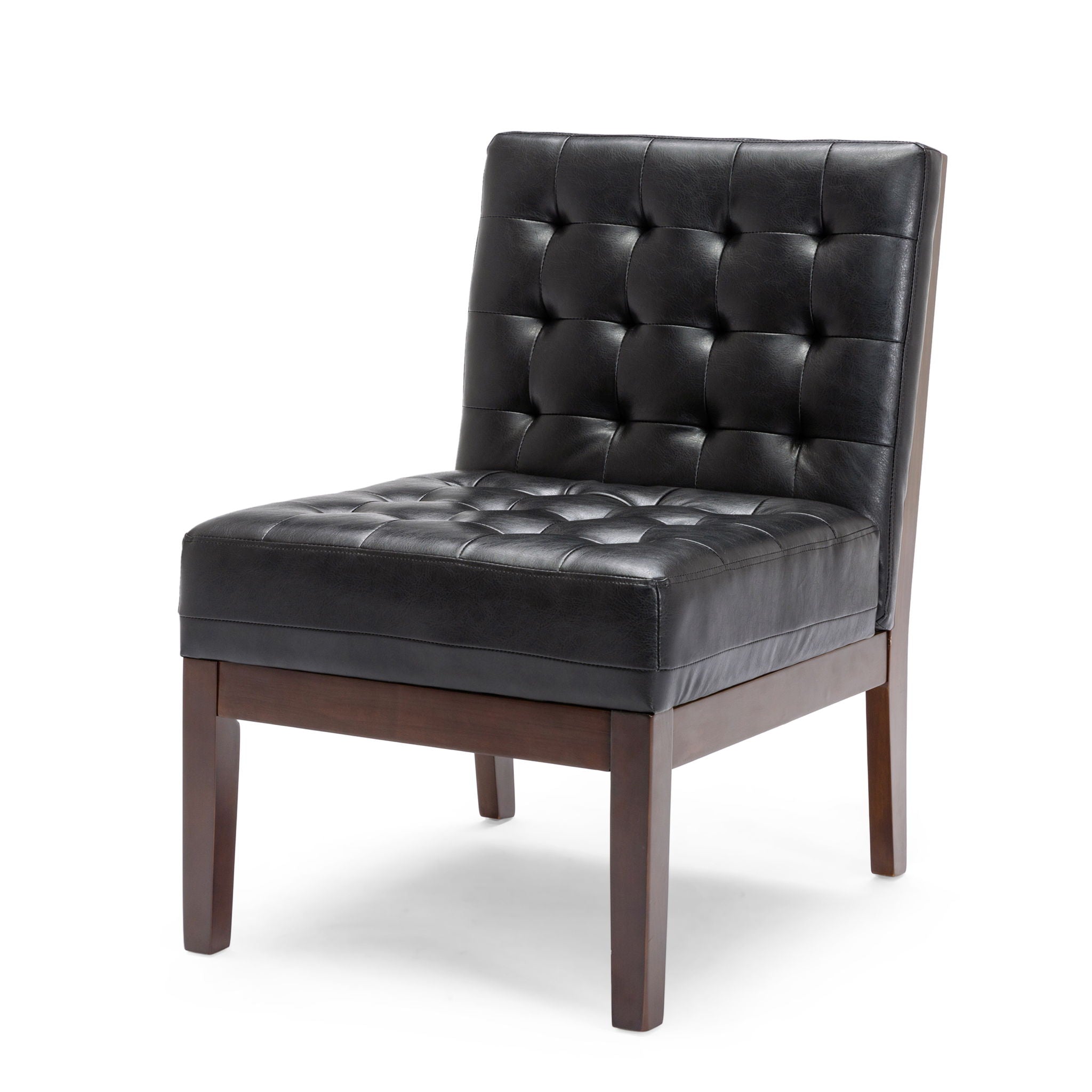 Contemporary Accent Chair With Tufted Waffle Stitch - Black