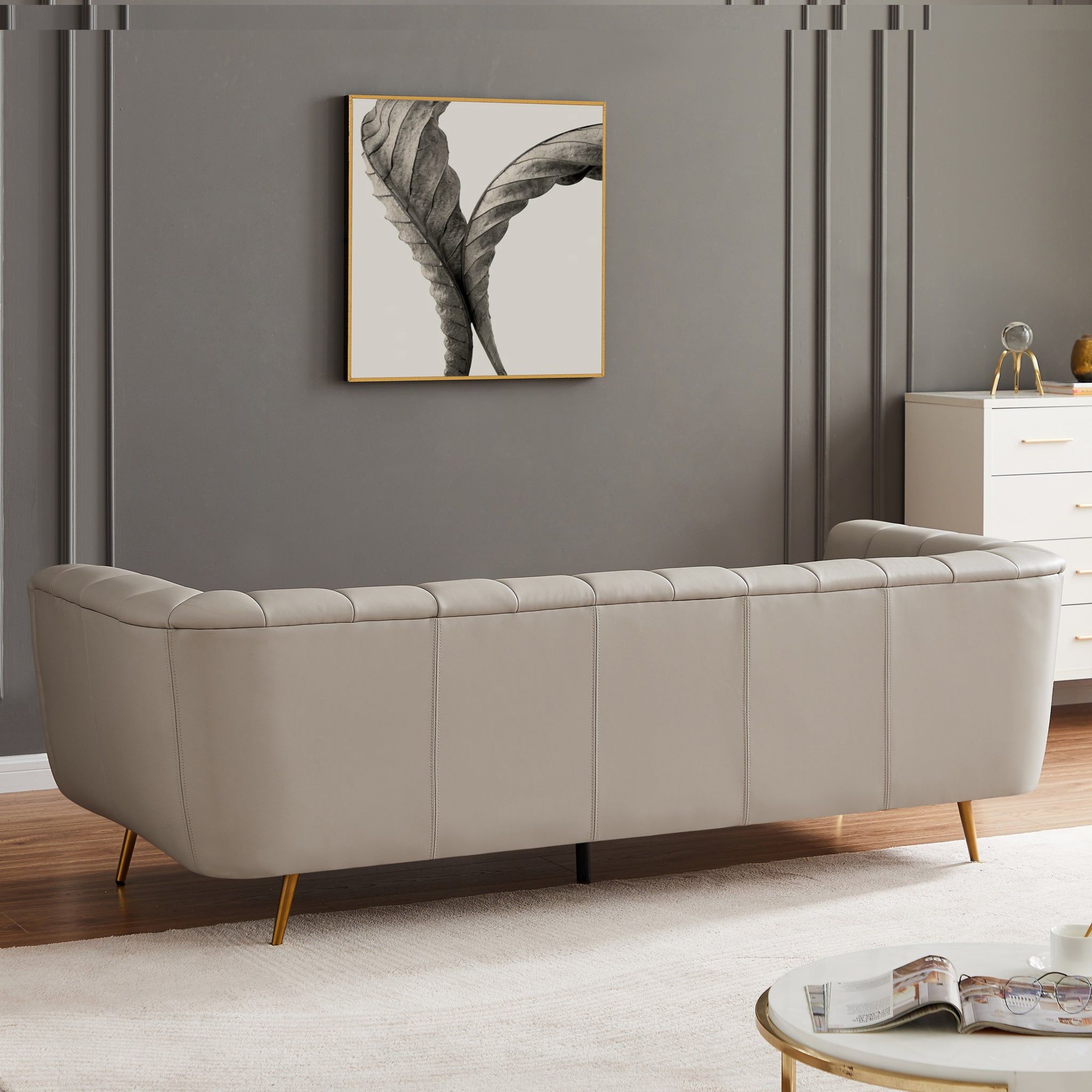 Lamattina - Genuine Italian Leather Channel Tufted Sofa