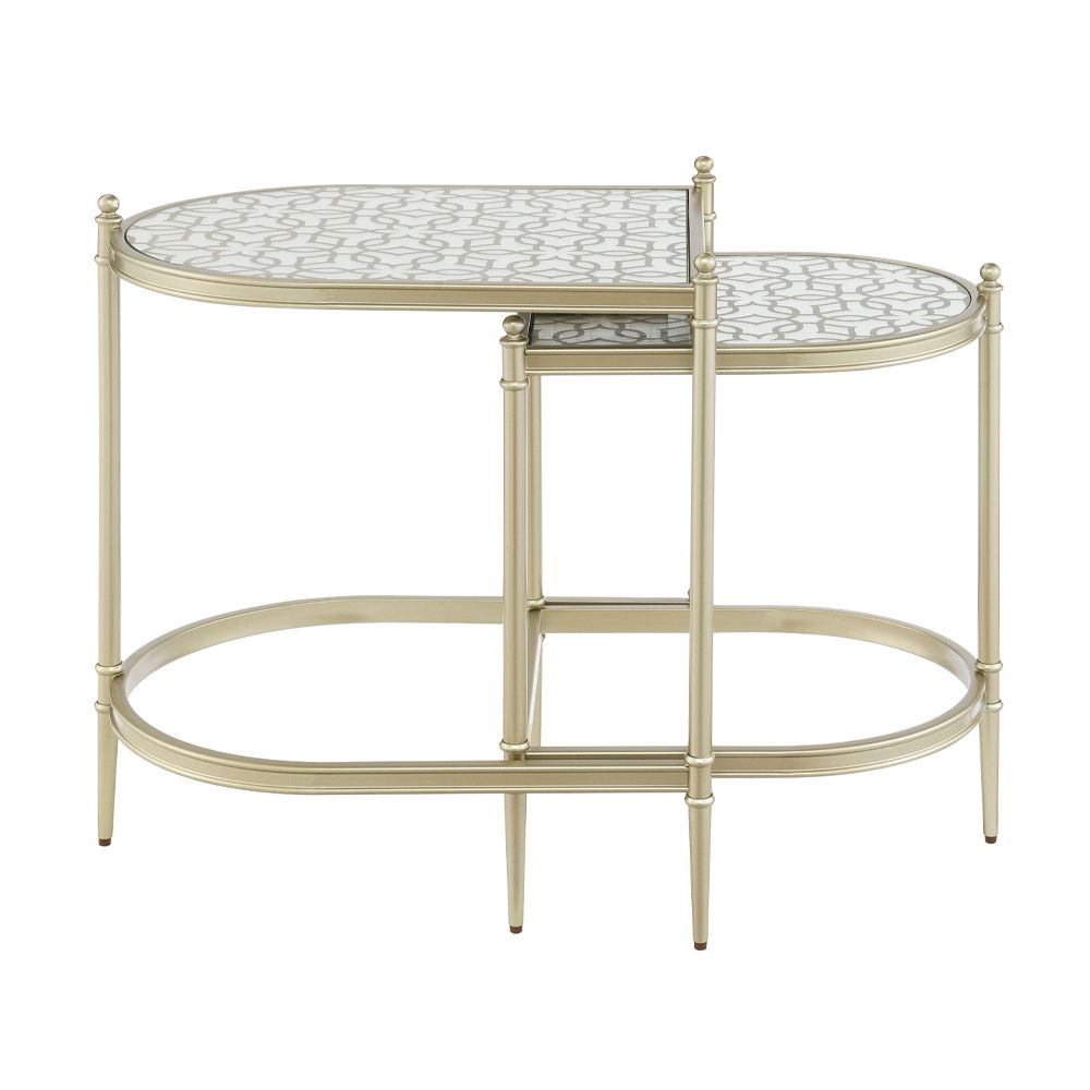 ACME Zaba - Nesting Table - Glass Top & Silver | Meri Furniture