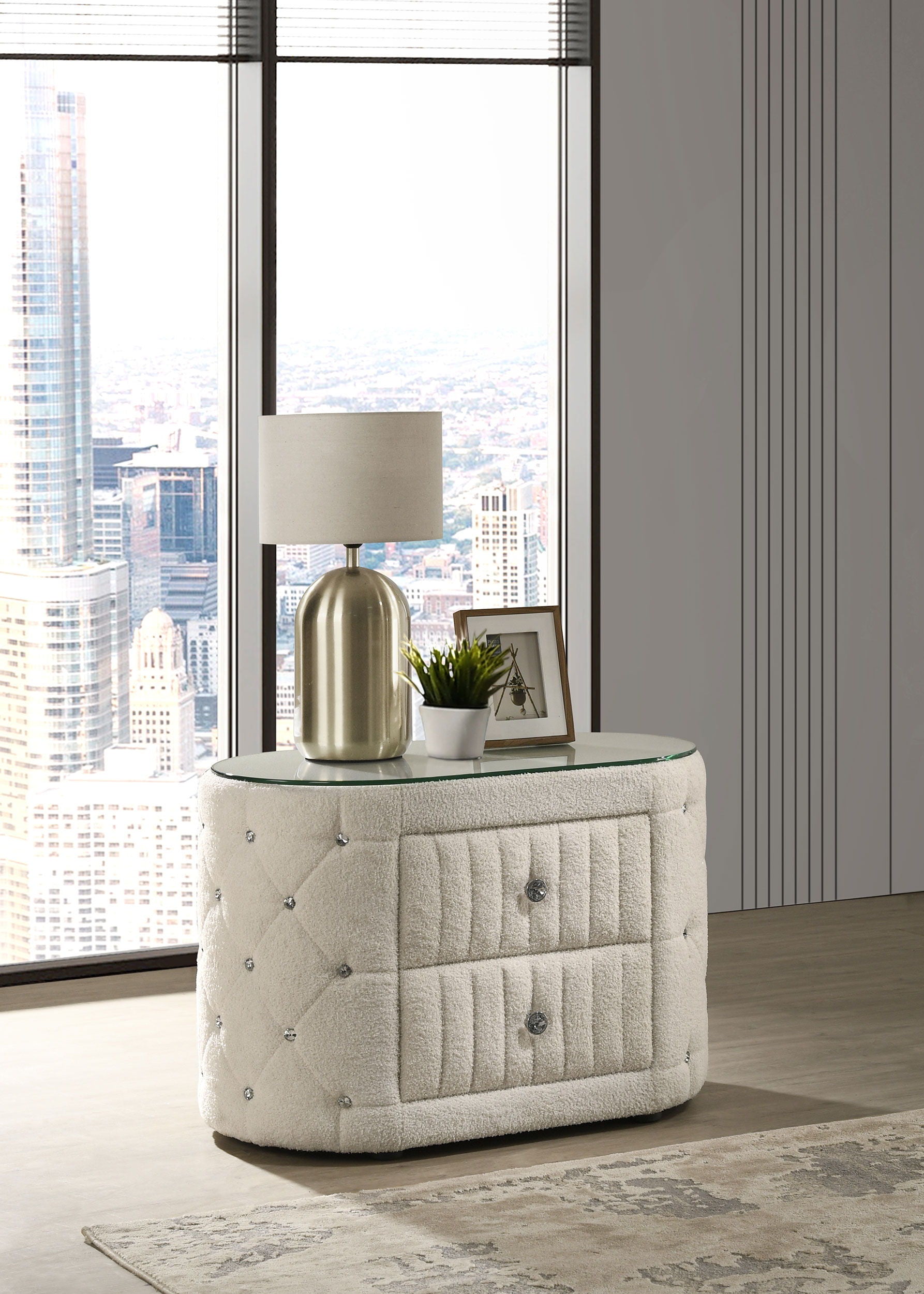 Coaster Fine Furniture Sonya - 2-Drawer Upholstered Nightstand Bedside Table - Ivory | Meri Furniture