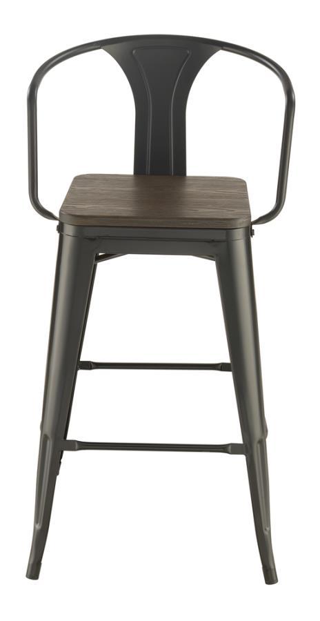 Coaster Fine Furniture Cavalier - Metal Bar Chair (Set of 2) - Dark Elm And Matte Black | Meri Furniture