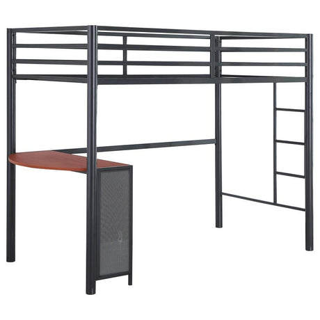 Fisher - Twin Over Full Workstation Loft Bed Set - Gunmetal