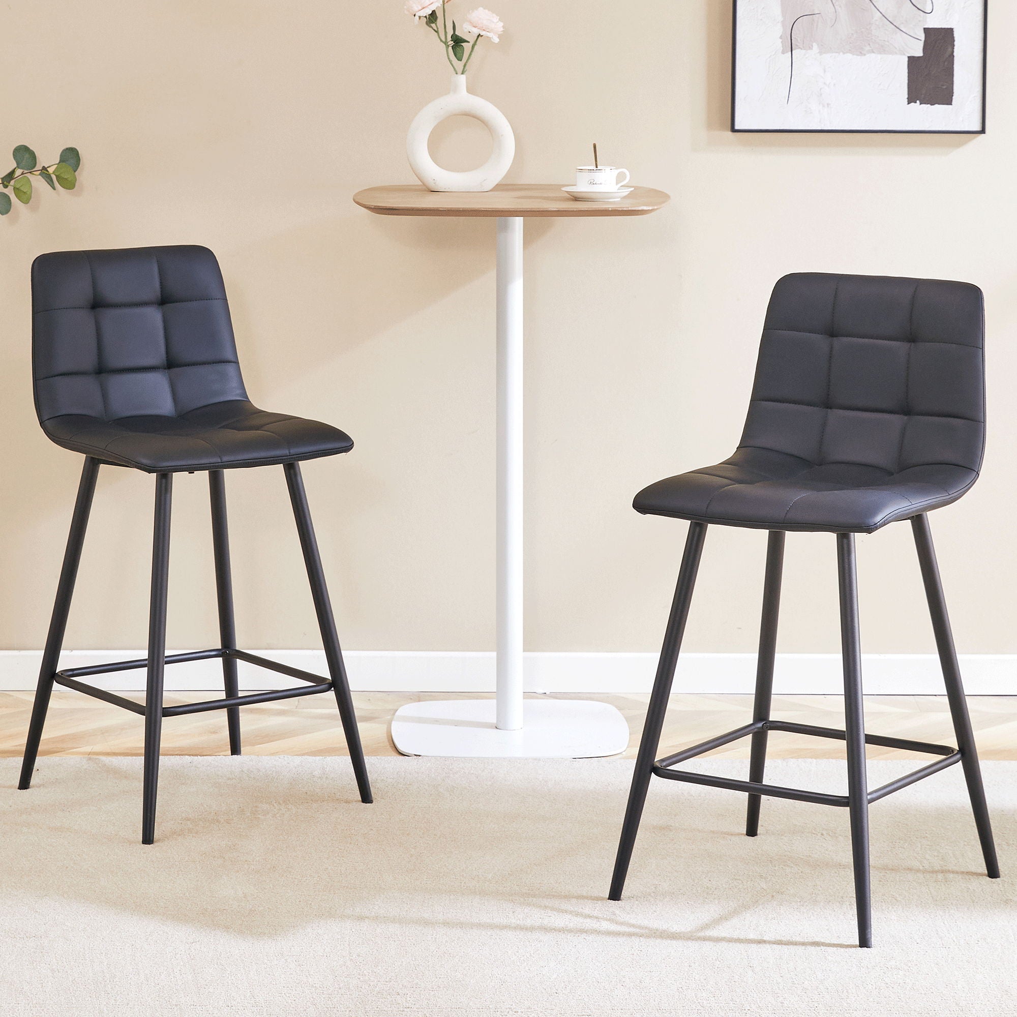 Bar Chair Set Comfortable With Metal Legs And Ergonomic Design