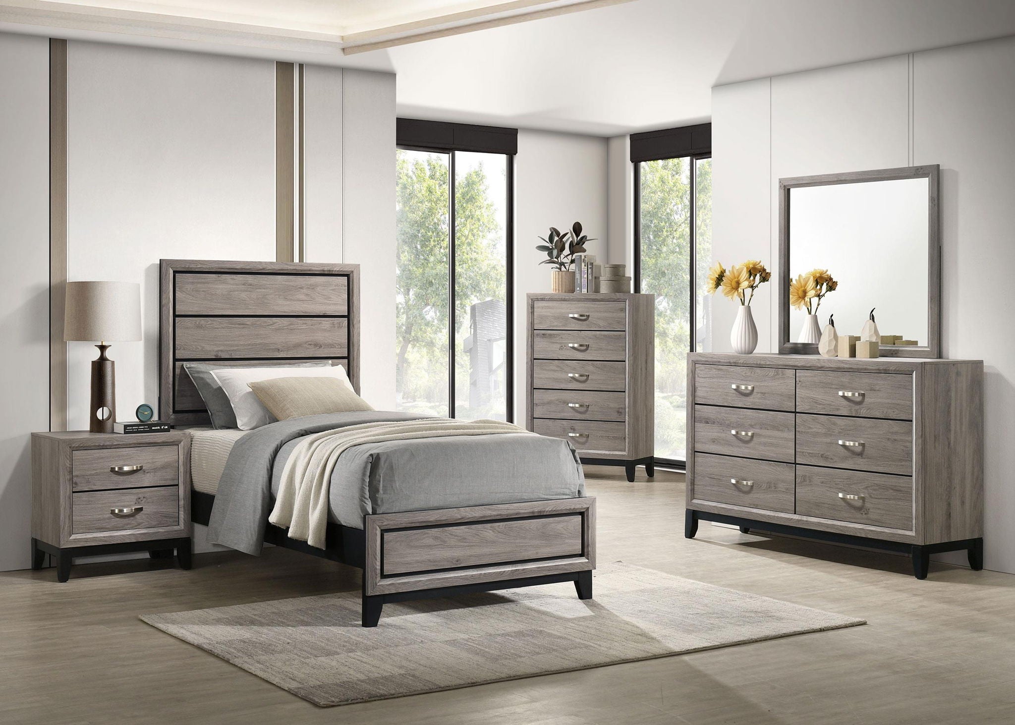 Watson Wood Twin Panel Bed Light Taupe