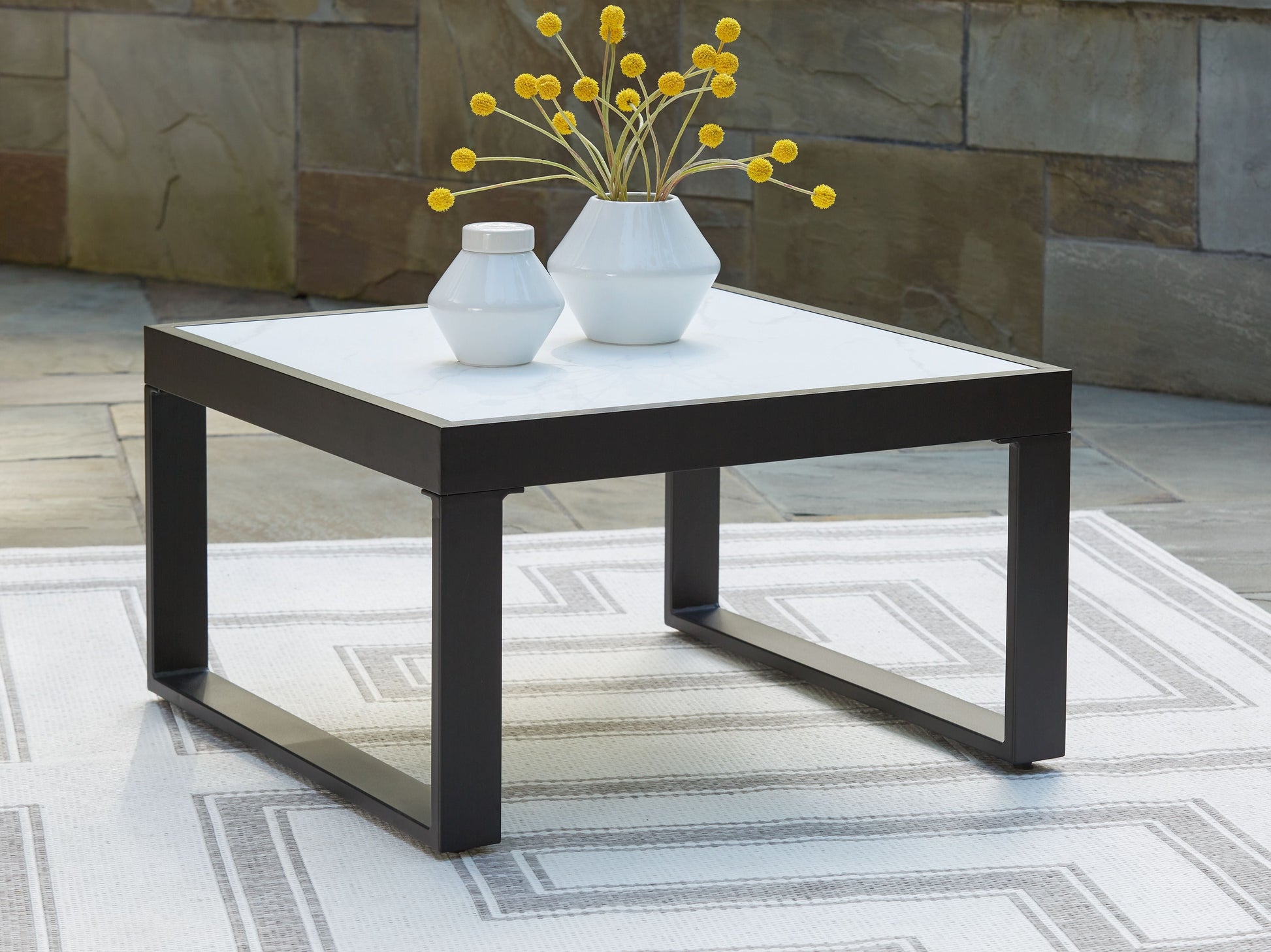 Signature Design by Ashley® Beachloft - Black / Gray - Square Cocktail Table | Meri Furniture
