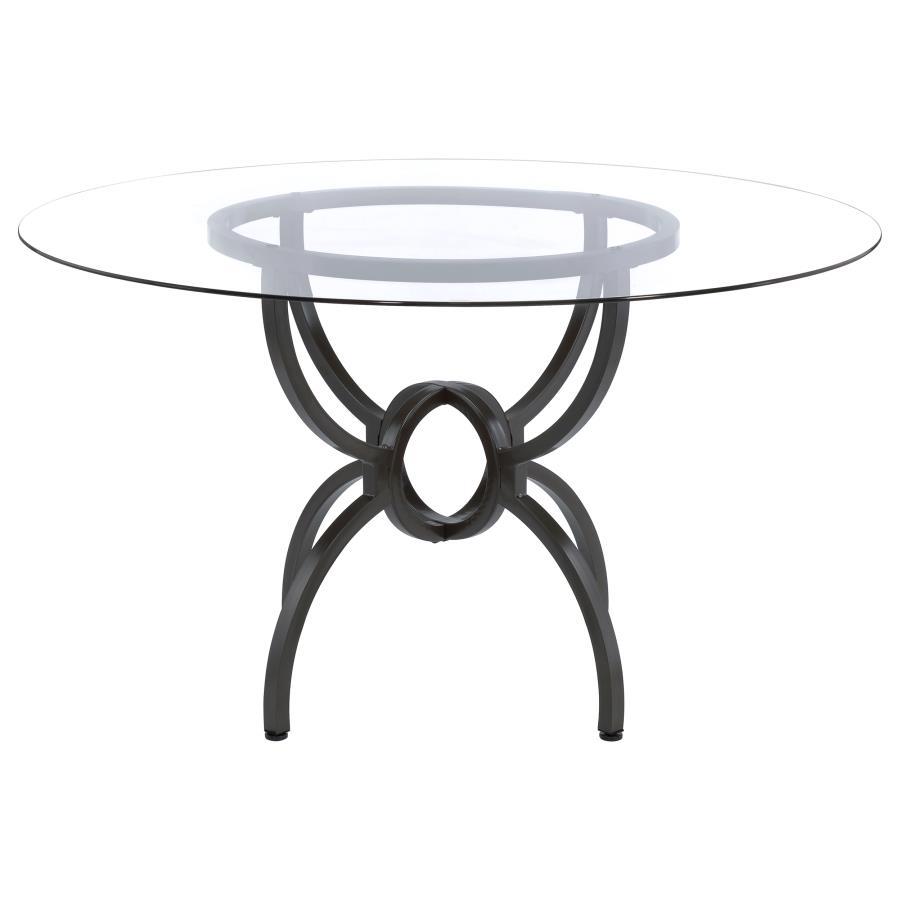 Coaster Fine Furniture Aviano - Round Glass Top Metal Dining Table - Gunmetal | Meri Furniture