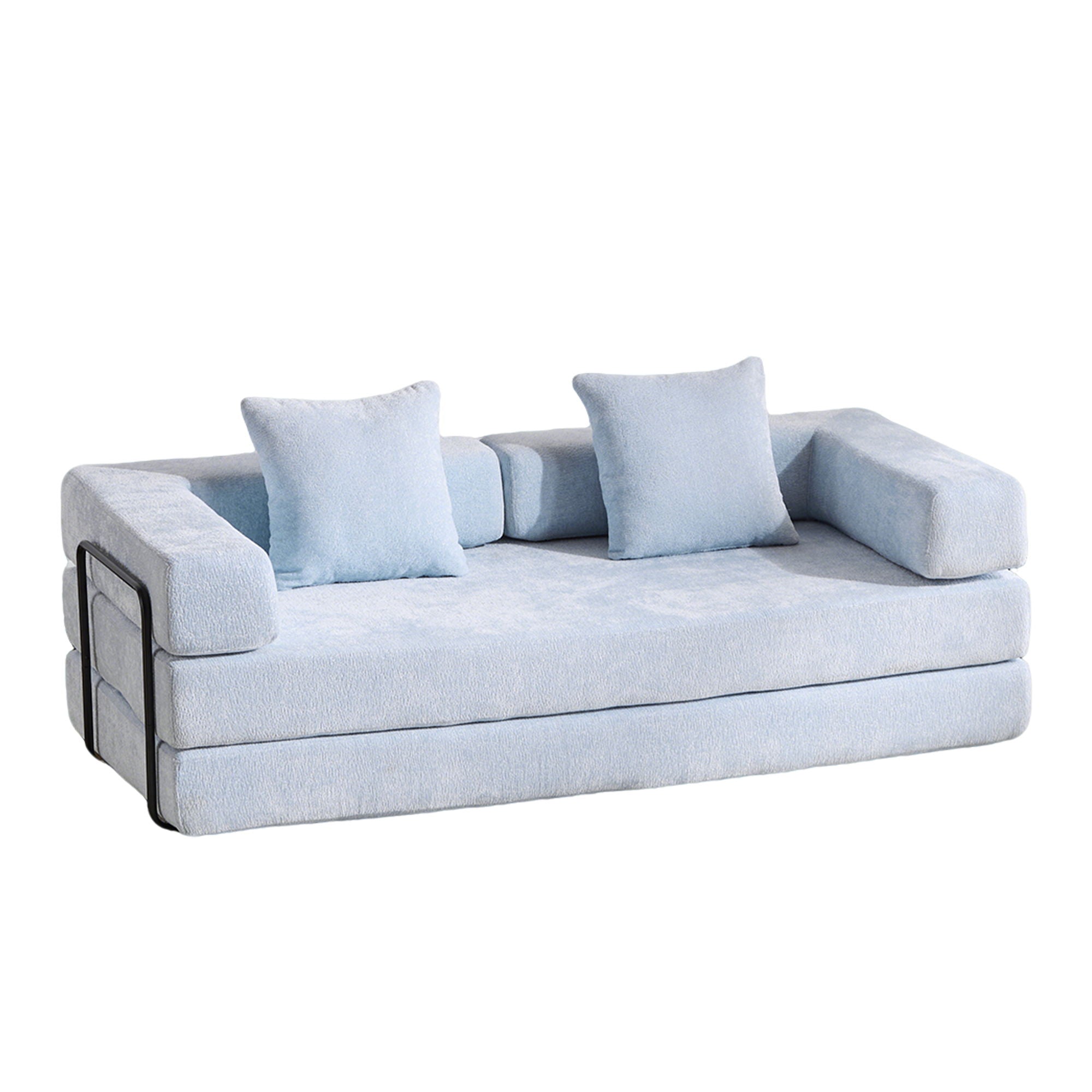 Convertible Floor Sofa Bed With Pillow Back Support Armrest