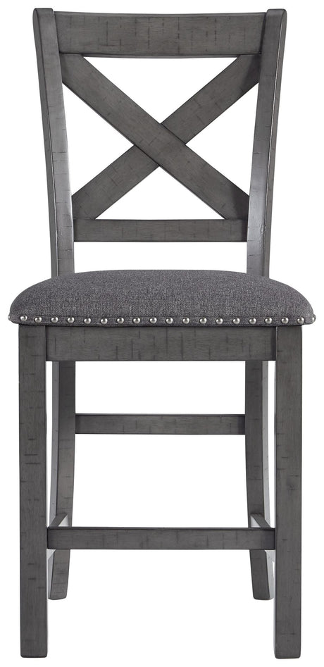 Myshanna - Gray - Upholstered Barstool (Set of 2)