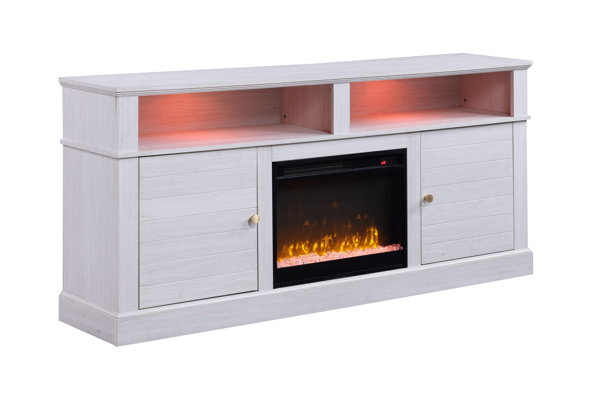 Terra - TV Stand Console With Fireplace - White Walnut