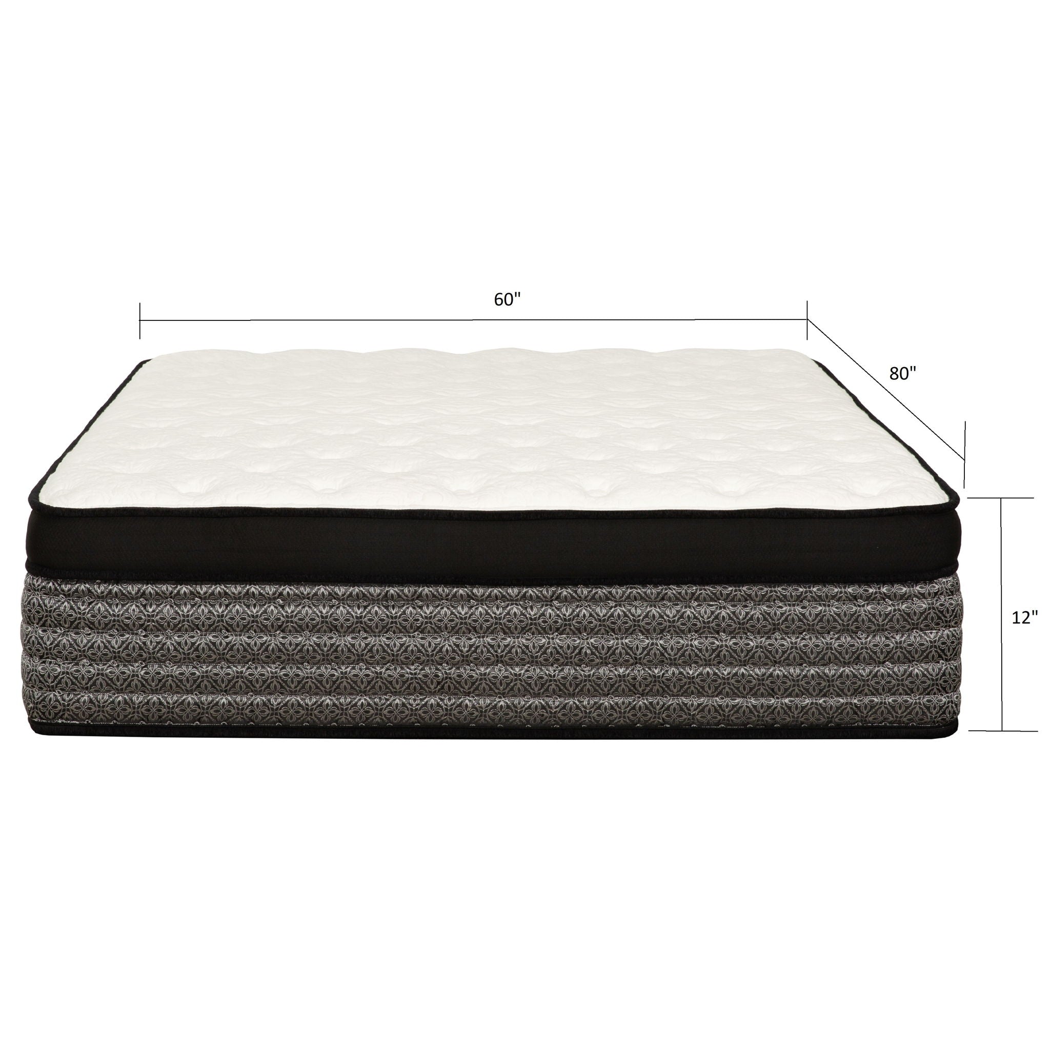 Premium 12" Queen Size Hybrid Mattress In A Box Soft Gel Memory Foam Top With Cooling Technology - Gray / White