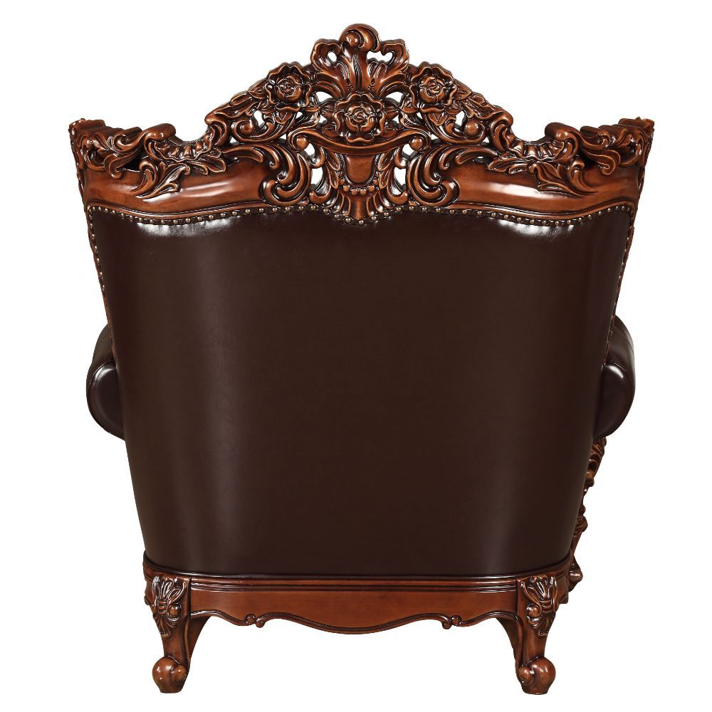 ACME Forsythia - Chair - Espresso Top Grain Leather Match & Walnut | Meri Furniture