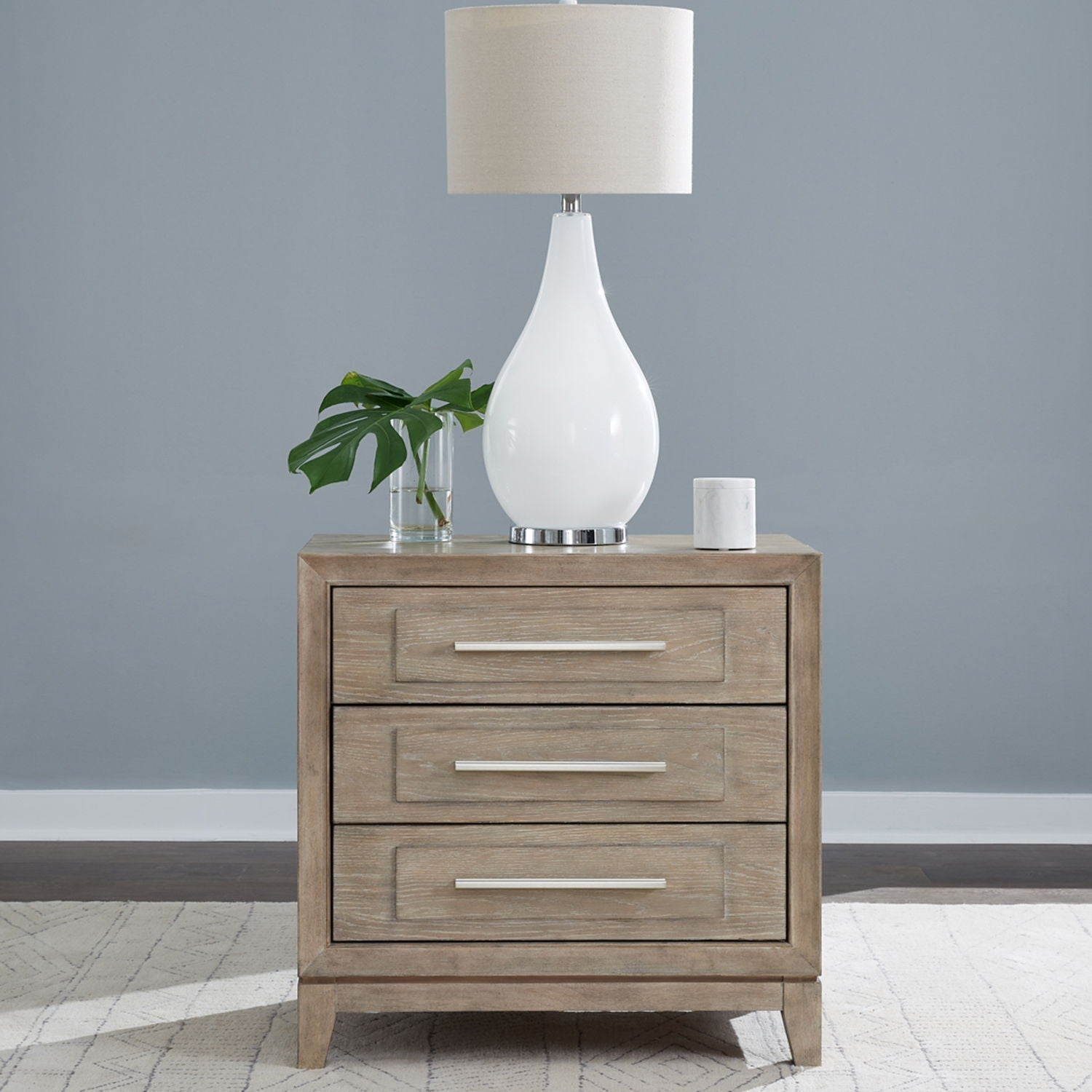 Liberty Furniture Brentwood - 3 Drawer Nightstand With Charging Station - Sandstone | Meri Furniture