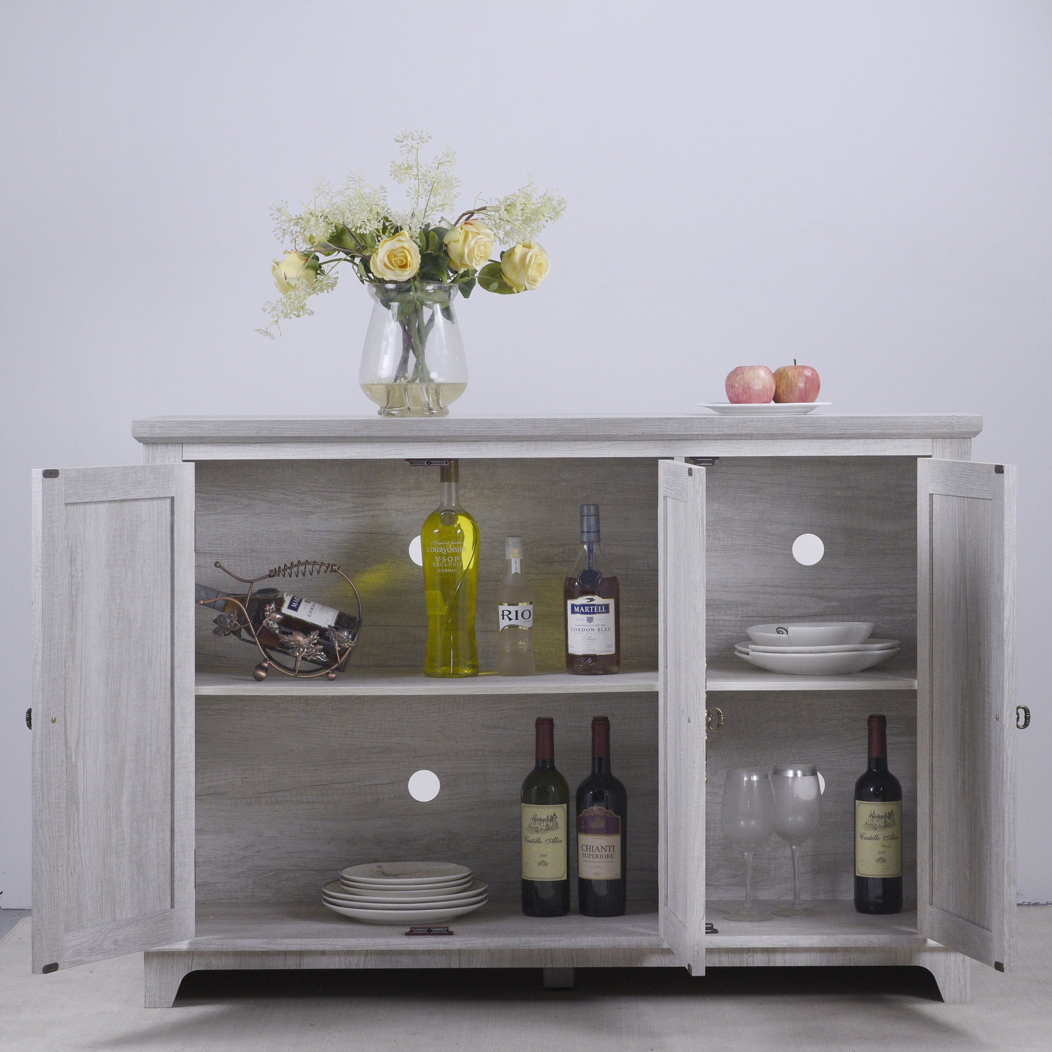 3 Door Mirrored Sideboard Cabinet With Adjustable Shelves