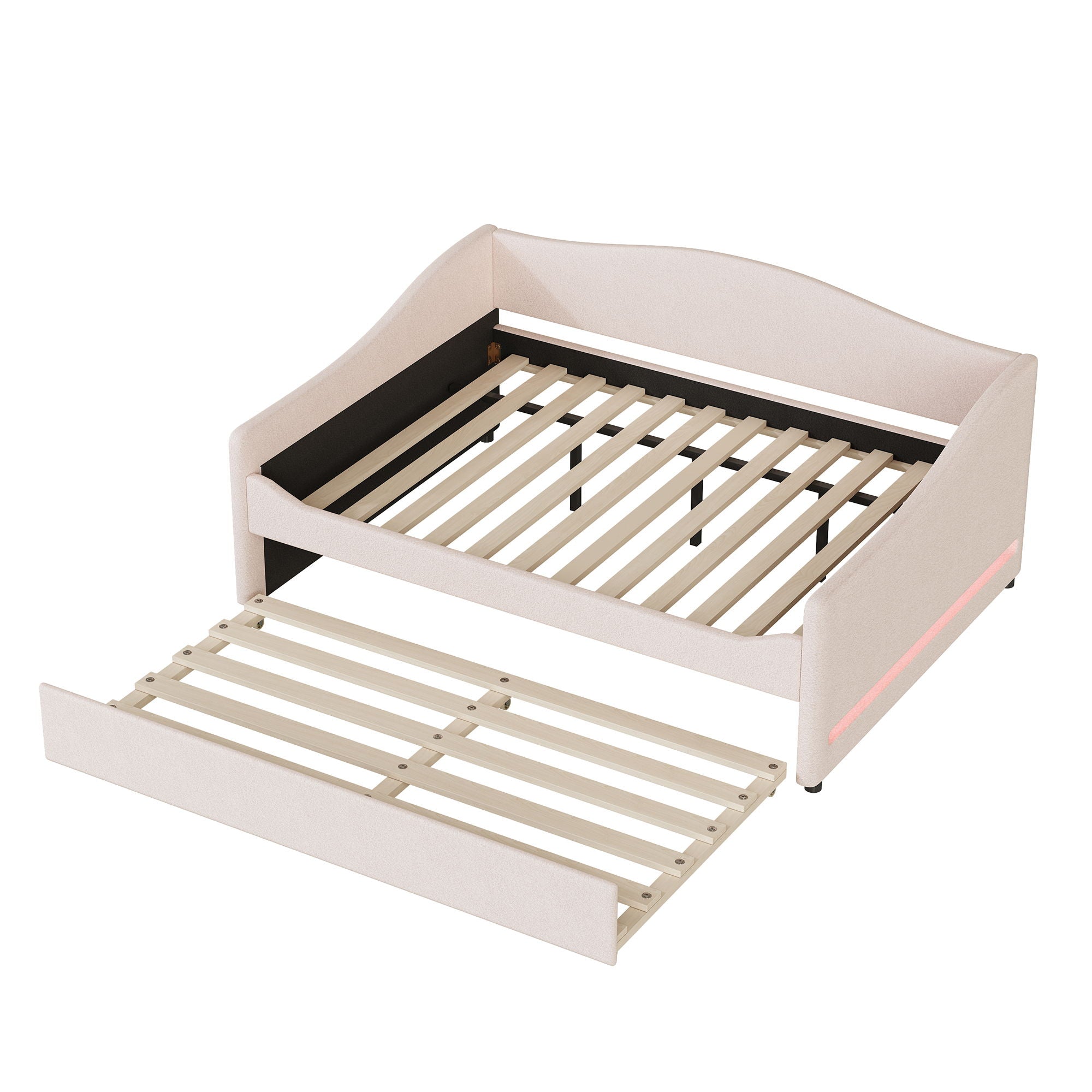 Upholstered Daybed With Light And Trundle