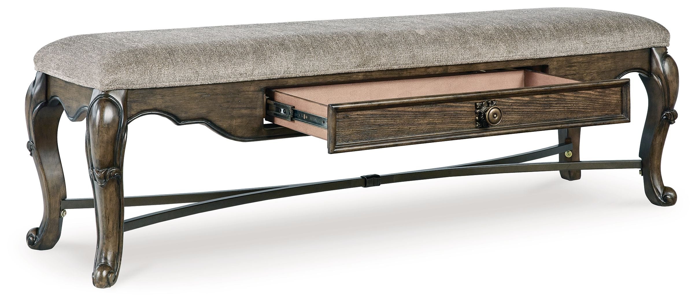 Signature Design by Ashley® Maylee - Dark Brown - Upholstered Storage Bench | Meri Furniture