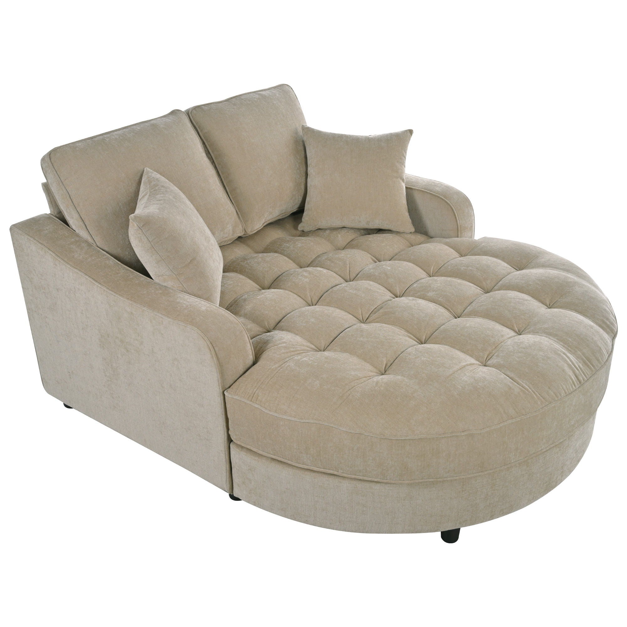 Modern Chaise Lounge Upholstered Sofa Couch With Tufted Seat And Detachable Pillows For Living Room