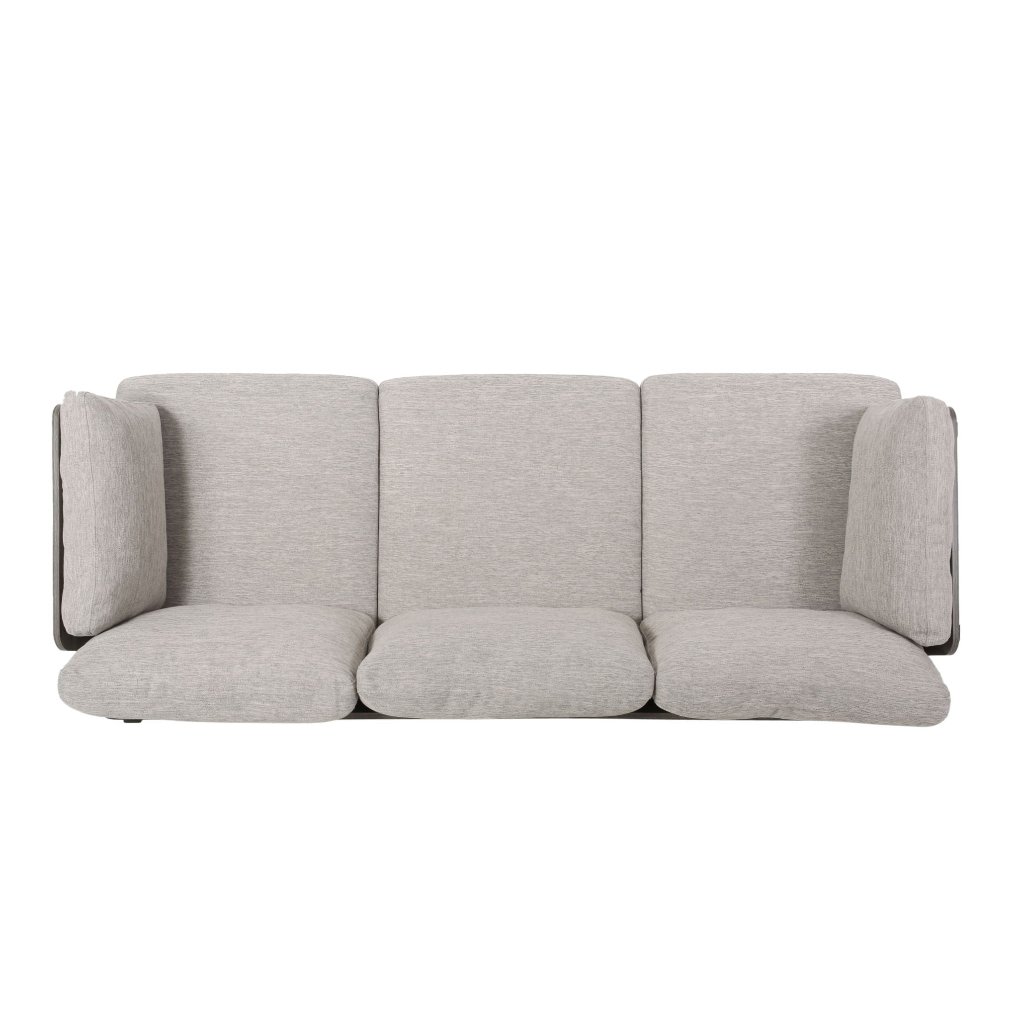 Mid Century Modern 3 Seater Sofa With Pillow Cushions - Light Gray