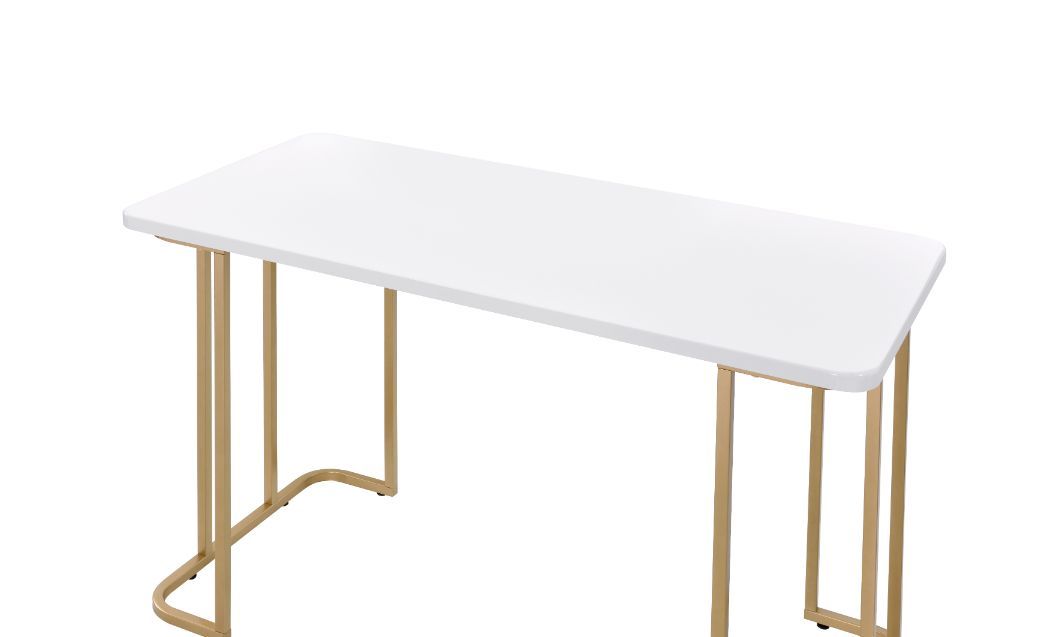 ACME Estie - Writing Desk - White & Gold Finish | Meri Furniture