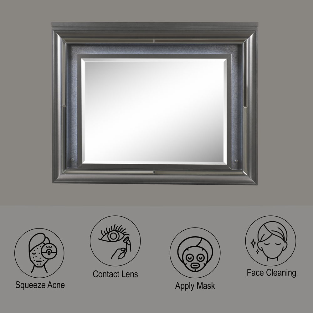 Sawyer - Mirror With LED - Metallic Gray