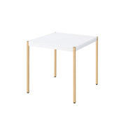 ACME Otrac - End Table - White & Gold Finish | Meri Furniture