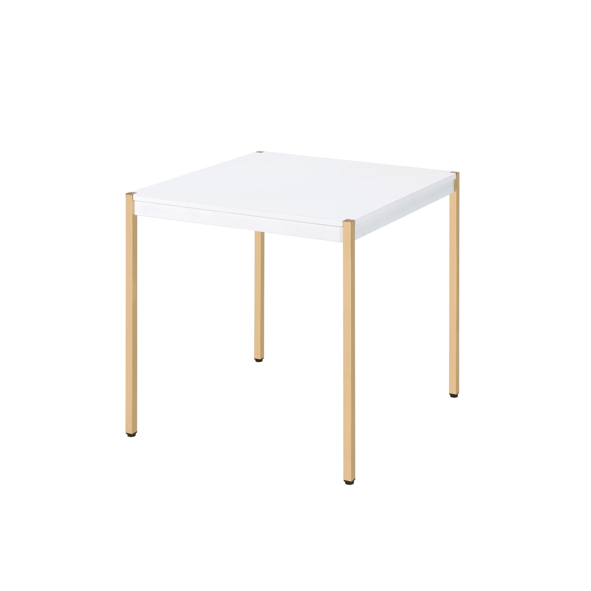 ACME Otrac - End Table - White & Gold Finish | Meri Furniture