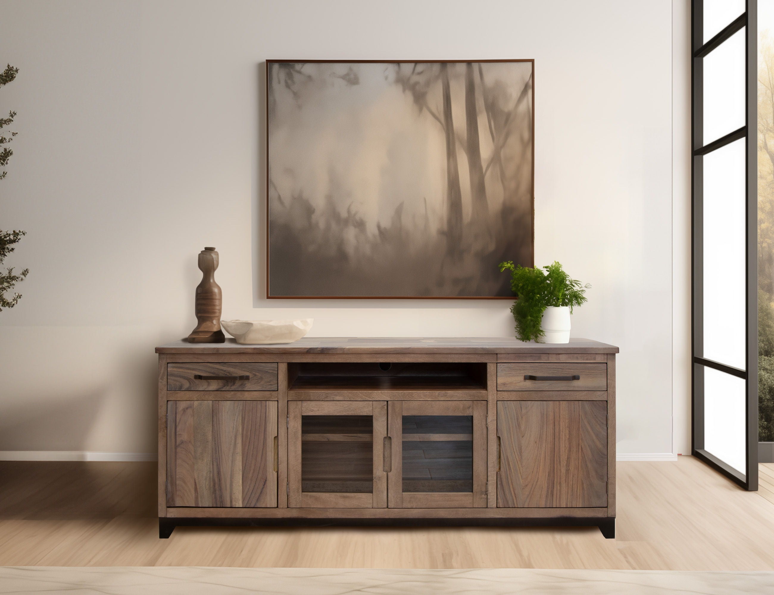 International Furniture Direct Natural Parota - TV Stand | Meri Furniture