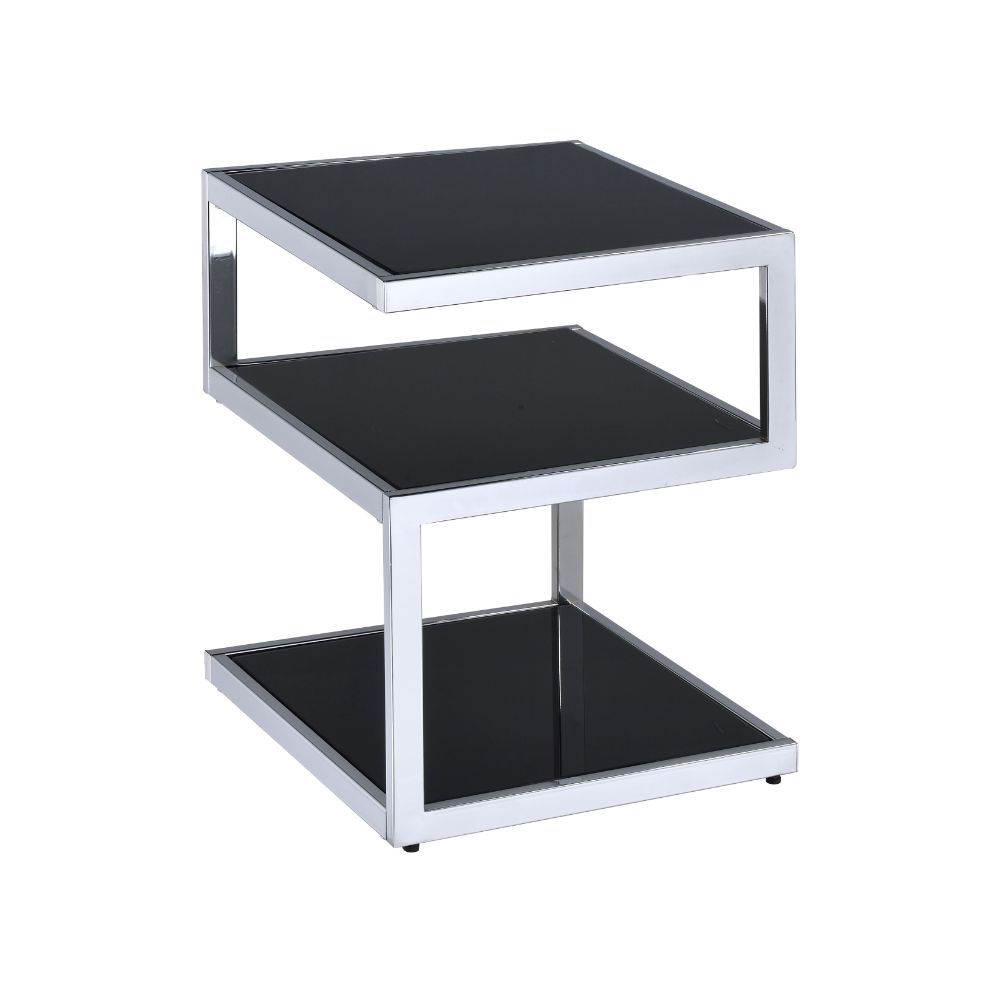 ACME The Alyea occasional table collection its a balancing act of sorts. This unique table is fun and functional, features shelves design. The mix of glass and metal make this a wonderful addition. | Meri Furniture