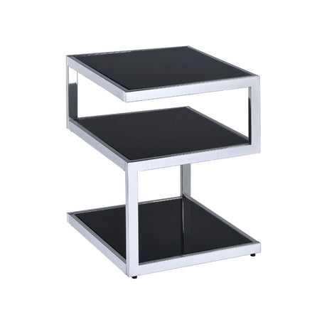 The Alyea occasional table collection its a balancing act of sorts. This unique table is fun and functional, features shelves design. The mix of glass and metal make this a wonderful addition.