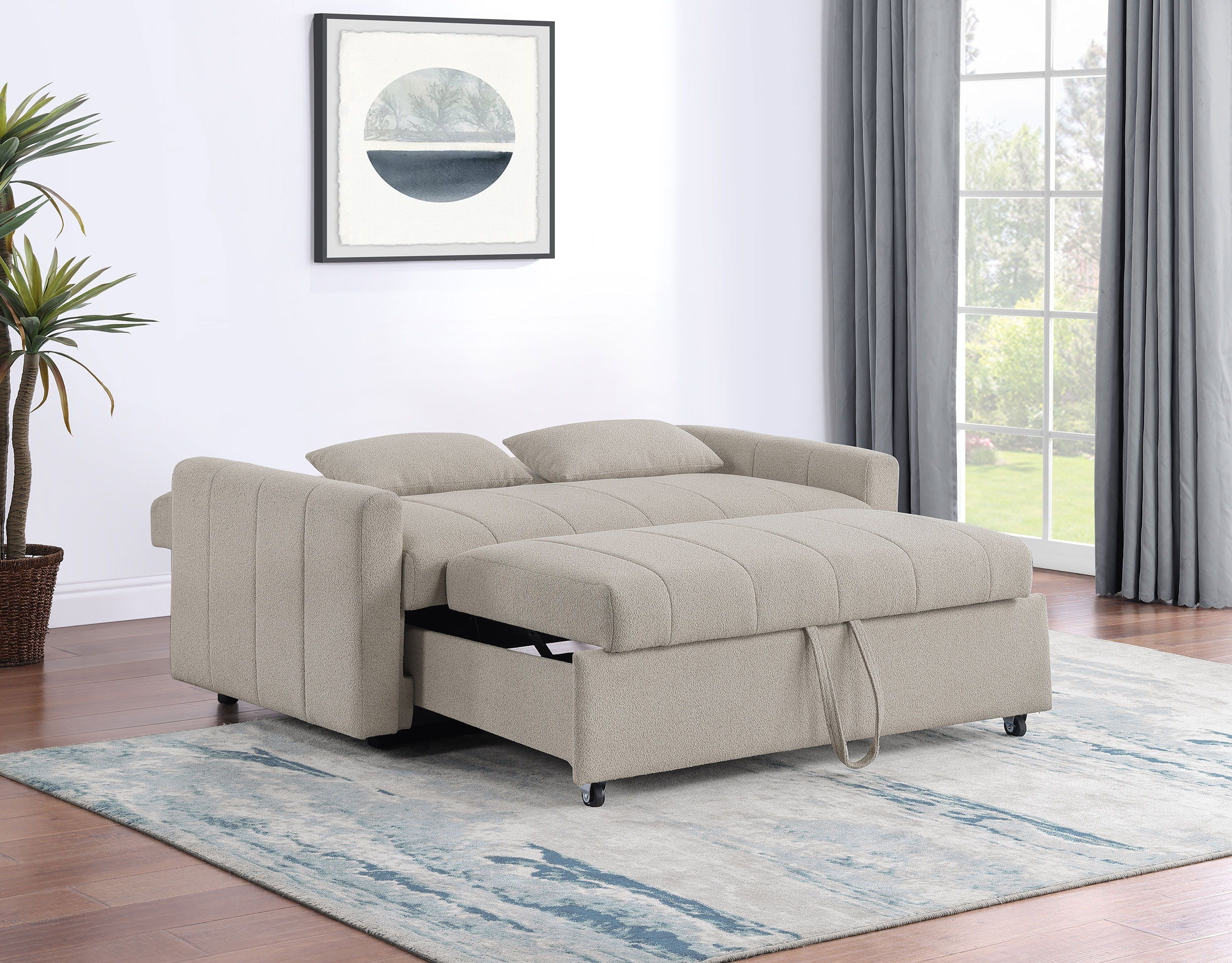 Coaster Fine Furniture Portland - Boucle Upholstered Sleeper Sofa Bed | Meri Furniture
