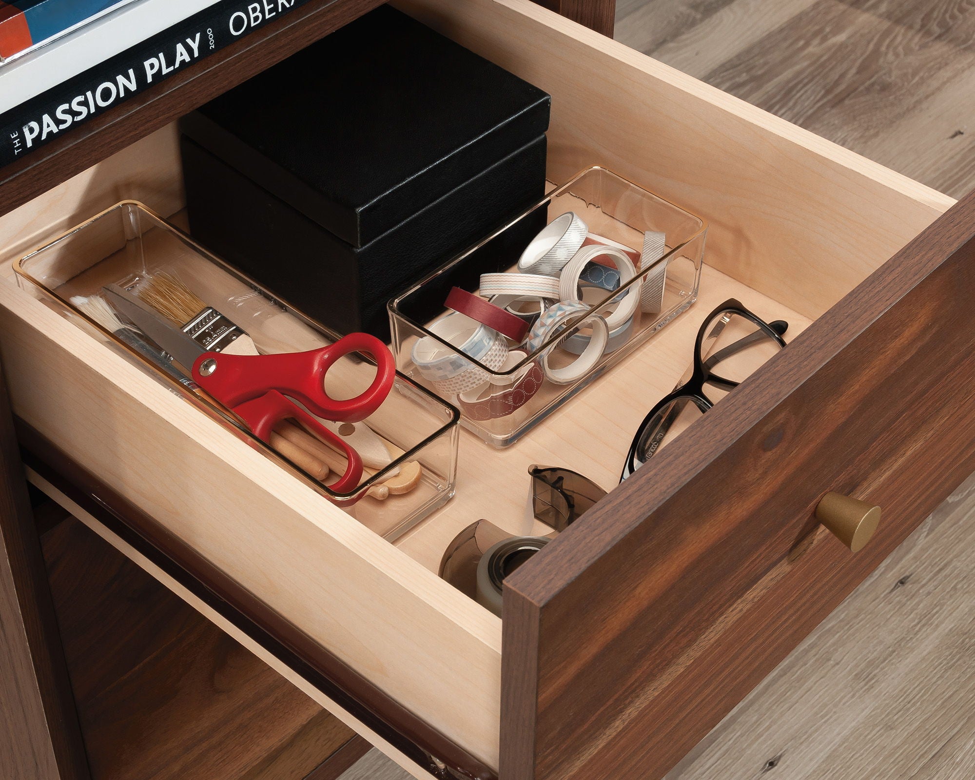 L-Shaped Home Office Desk in Grand Walnut