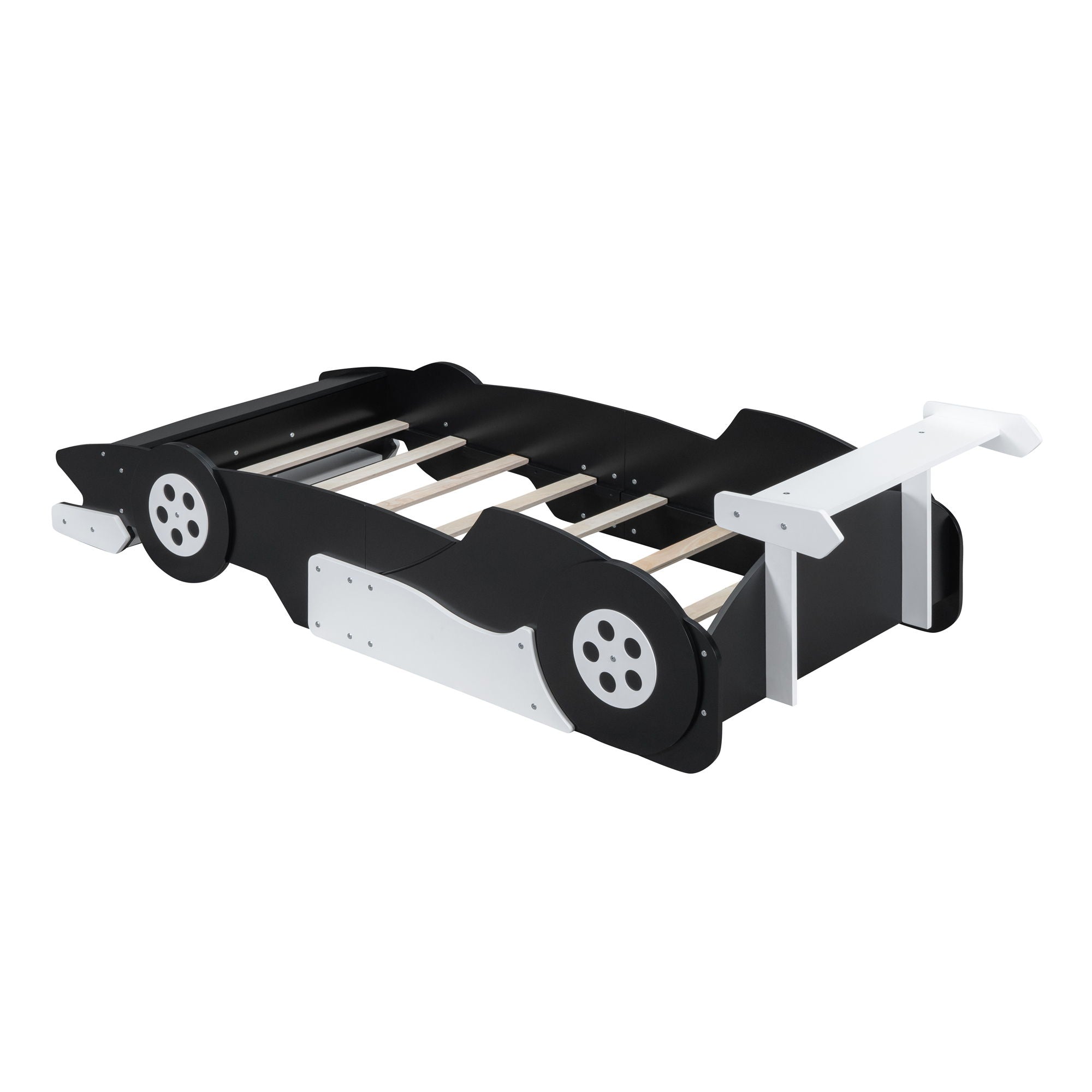 Race Car-Shaped Platform Bed With Wheels