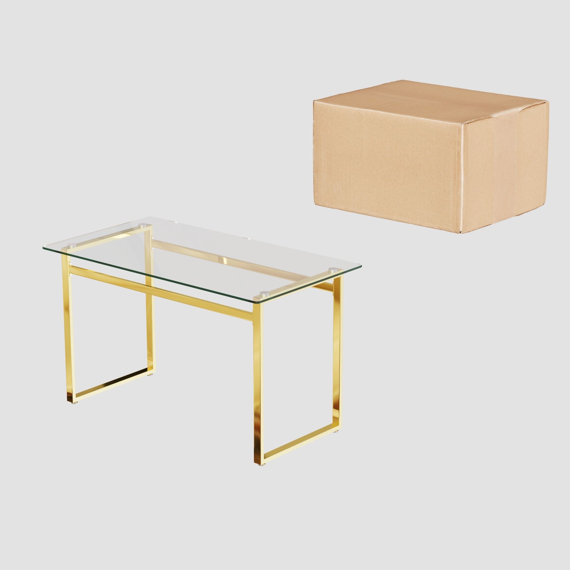 Modern Glass Dining Table Set For 4 With Golden Plating Legs And Chairs - Transparent